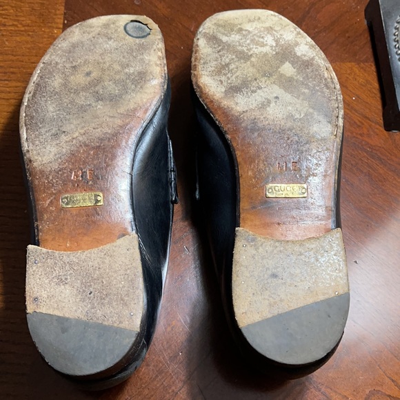 Gucci Black Leather Gold Horsebit Dress Loafer
